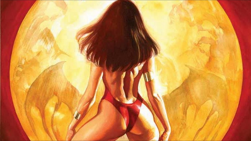 comics, woman, 1080P, illustration, hd, vampirella, red, monokini