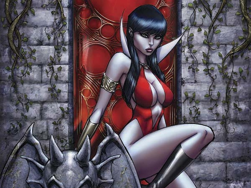 graphics, female, vampirella, red, monokini, comics, 720P, hd
