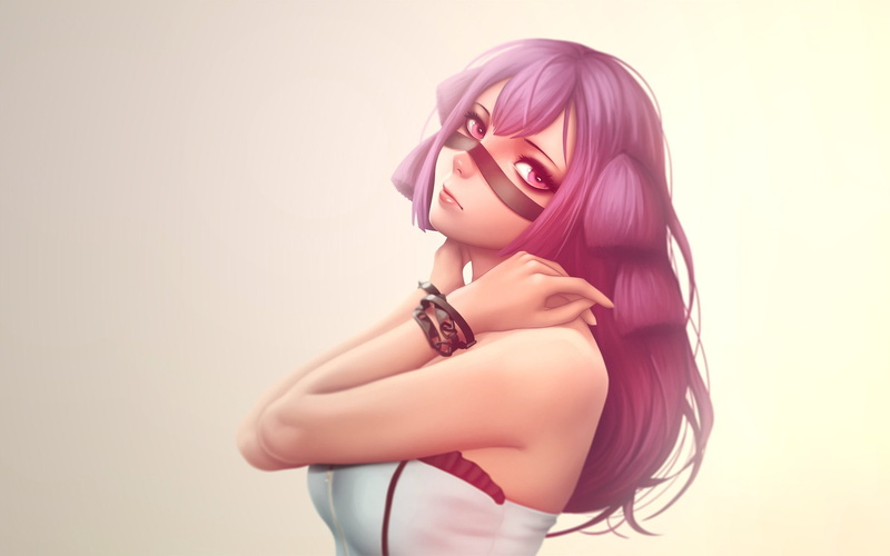 one person, long hair, clothing, 1080P, Tokyo Ghoul, hairstyle, studio shot, women, portrait, young adult, lingerie, adult, Anime, underwear, indoors