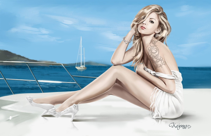 art. girl, white dress, blond Hair, young women, glamour, posing, young Adult, travel, sky, legs, shoes, beside, vacations, sitting, clothing, hair, swimwear
