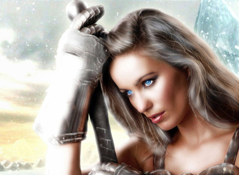 looking, beauty And Health, brown Hair, blond Hair, adult, 720P, long Hair, looking At Camera, Sword, young Adult, caucasian Ethnicity, beautiful, Woman
