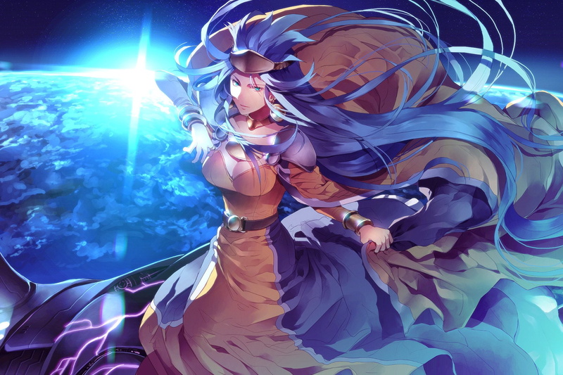 breasts, eyes, queen, trigger, wristwear, cleavage, blue, long, dress, chrono, hair, sunakumo, zeal, 1080P