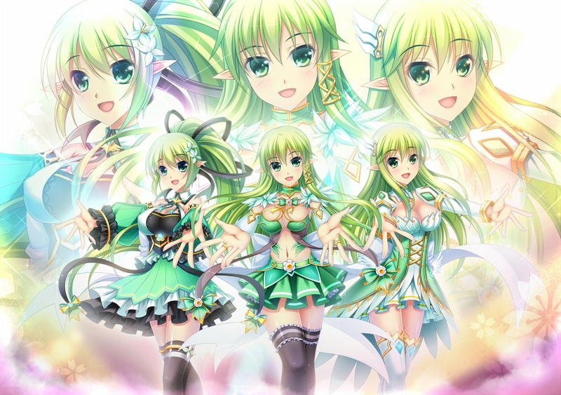 zoom, hair, thighhighs, elsword, long, rena, green, breasts, cleavage, layer, 720P, kirara0831
