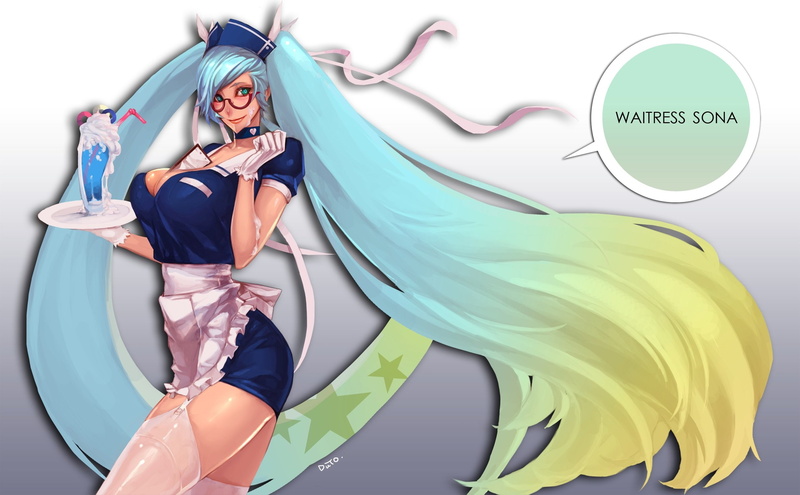sona, hair, waitress, 1080P, blue, legends, buvelle, league, dutomaster