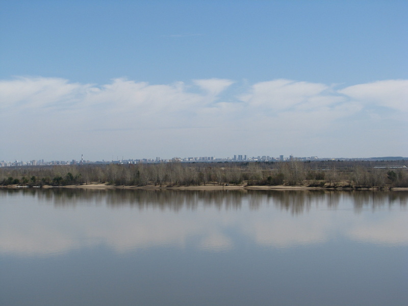 clouds, blue sky, the river kama, no people, tourism, ural, perm krai, spring, tranquility, cloud - sky, nature, tree, waterfront, water, reflection lake