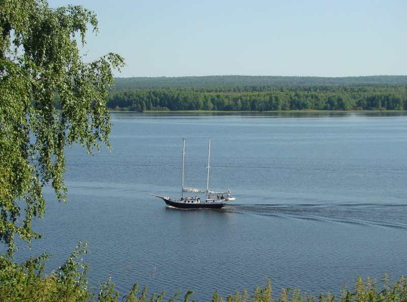 water, sky, yacht, transportation, sea, beauty in nature, mode of transportation, no people, perm krai, non-urban scene, plant, river, sailing, schooner
