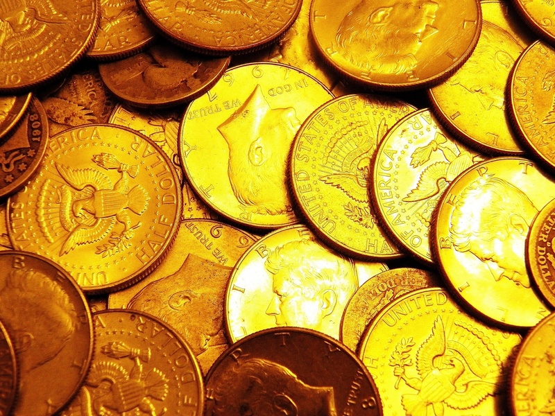 no people, gold, silver coins, close-up, half dollar, wealth, abundance, gold colored, circle, change, backgrounds, metal, money, full frame, collector