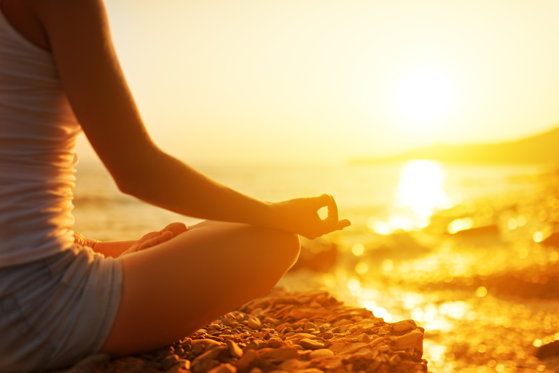 one Young Woman Only, meditating, asian and Indian Ethnicities, stone - Object, top, sunrise - Dawn, yoga, hand, dusk, human limb, orange color, asian Ethnicity