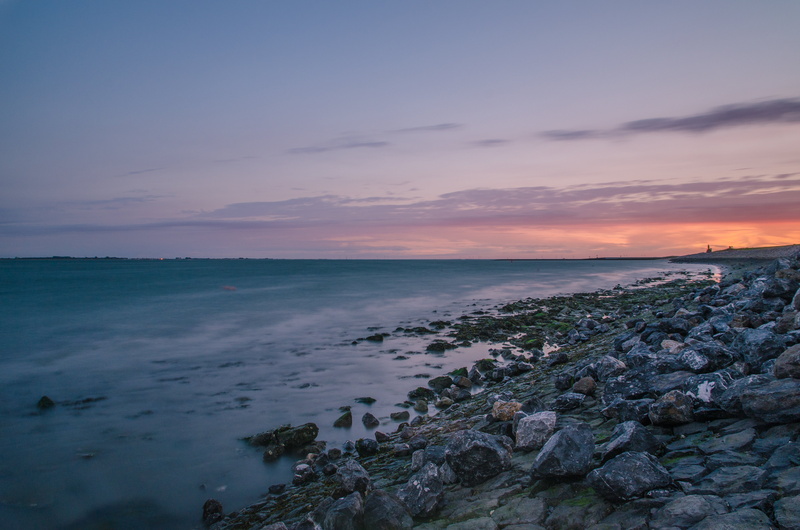 DSC, dusk, sea, near, 4K, landscape, beach, water, rock - Object, photo, sky, zeeland, sunset, coastline, outdoors, rocks, nature, seashore