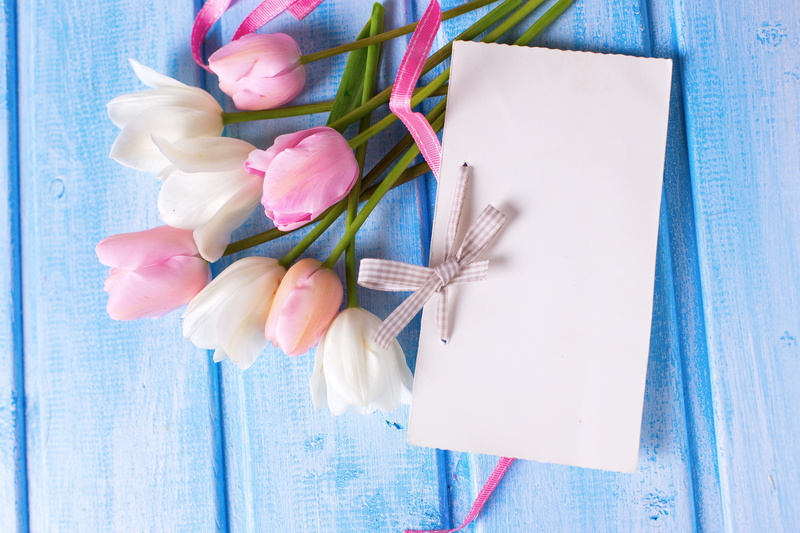 bouquet, bow, love, flowers, gift, fresh, 4K, romantic, tulips