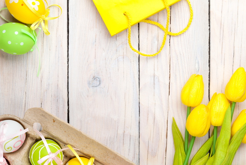 wood, tulips, yellow, spring, Happy, pastel, Easter, 5K, decoration, eggs, tender
