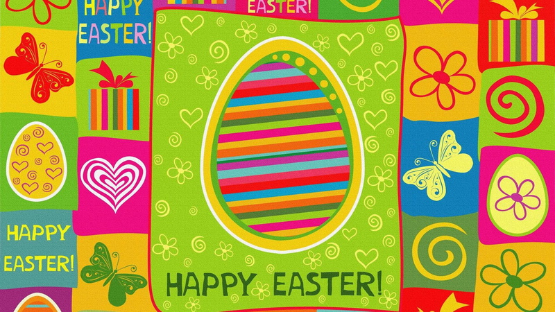 happy, easter, greeting, eggs, happy easter, swirl, colorful, present, hd, 1080P, butterfly, green