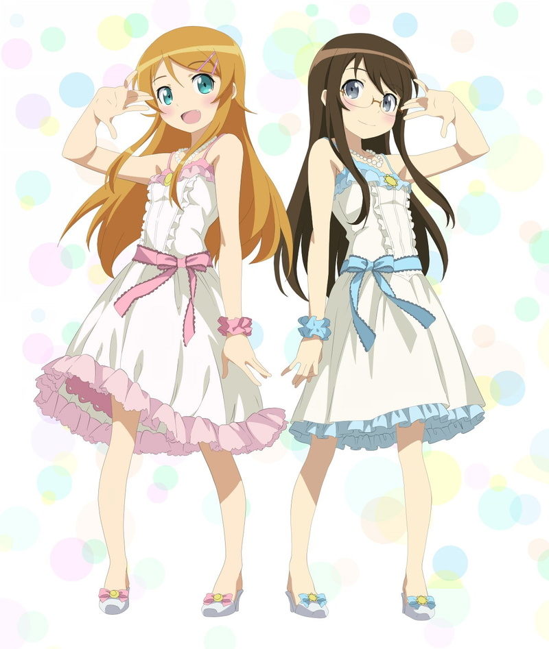 holding, smiling, dancing, clothing, beauty, togetherness, full length, females, Ore no Imouto ga Konnani Kawaii Wake ga Nai, standing, people, anime girls