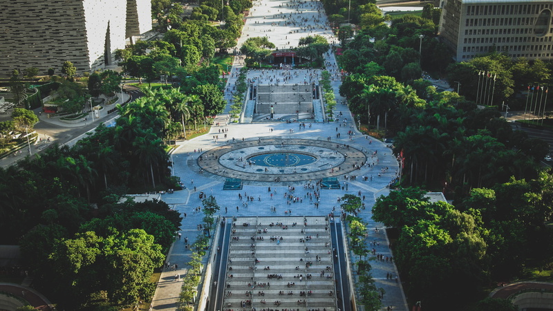 city, guangzhou, travel, no people, aerial, drone view, nature, people, park - man made space, park, people walking, built structure, photo, day, new, architecture