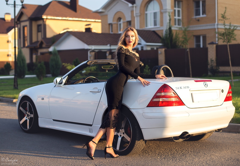 building exterior, real people, house, model, mode of transportation, fashion, women with cars, luxury, dress, young women, land vehicle, transportation