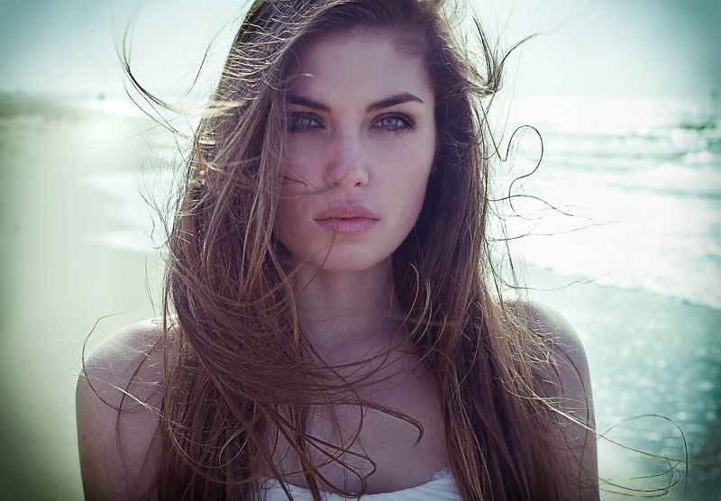 smiling, one Woman Only, beach, sensuality, contemplation, real People, beautiful People, wind, neckline, cute, one Person, summer, tousled hair, young Women