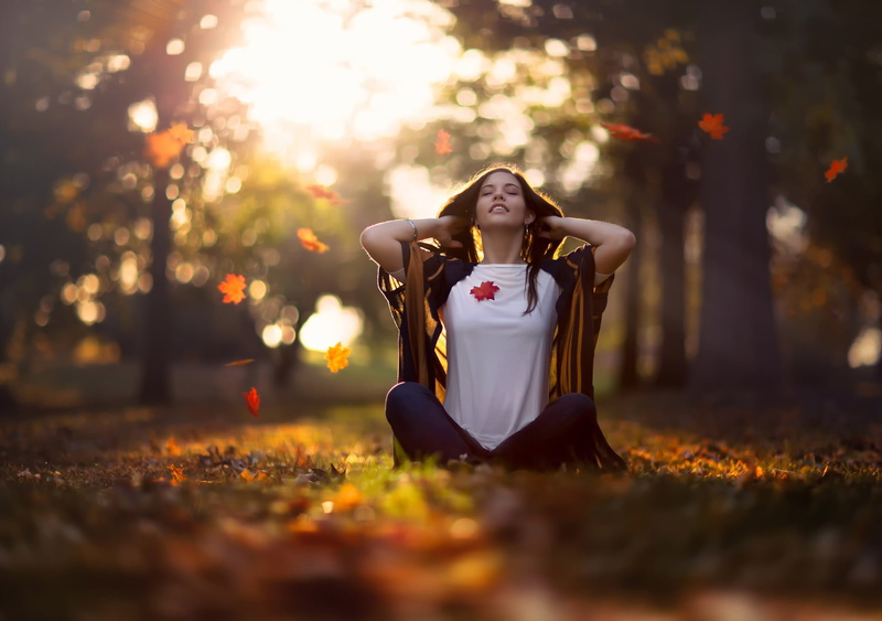adult, model, 1080P, nature, cheerful, woman, tranquil Scene, one Young Woman Only, healthy Lifestyle, brunette, forest, summer, tree, neck, park - Man Made Space