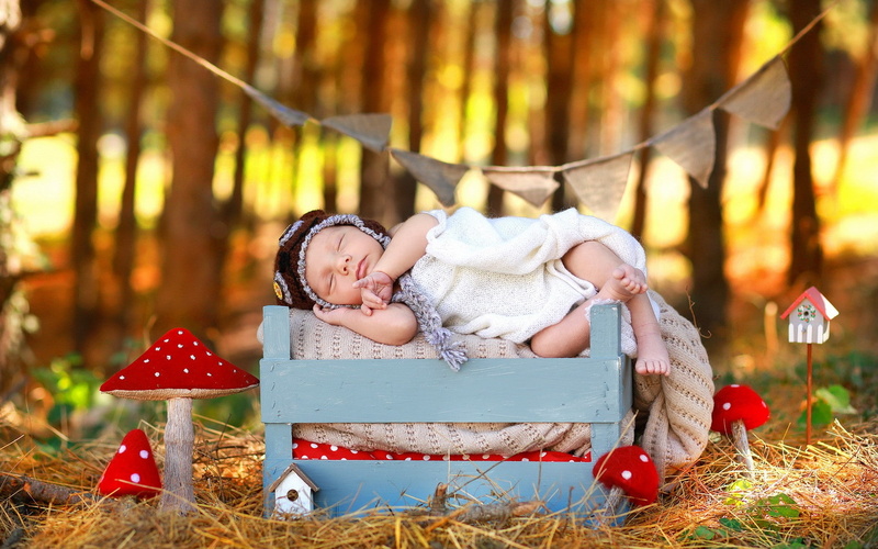 closed eyes, sleeping, baby, barefoot, nature, 1080P