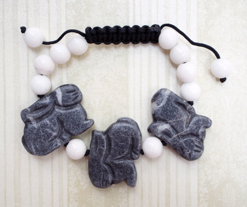 candy, handmade, grey, Jasper, jewel, stone, close-up, black color, gemstone, gem, directly above, black, bunny, studio shot, Rabbit, bracelet, heads, jewellery