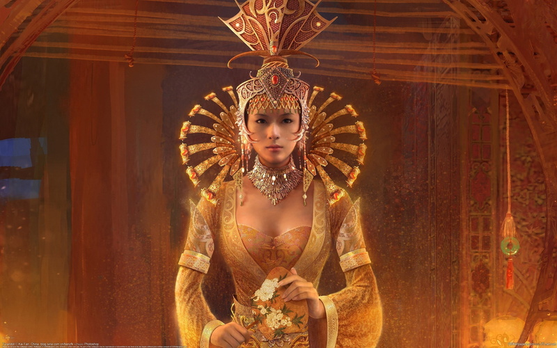 beauty, headdress, arts culture and entertainment, young women, front view, traditional clothing, digital art, render, beautiful woman, 2K, one person