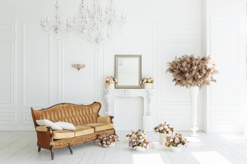 5K, vintage, flowers, design, peonies, room, interior, sofa, pink, provance, fireplace
