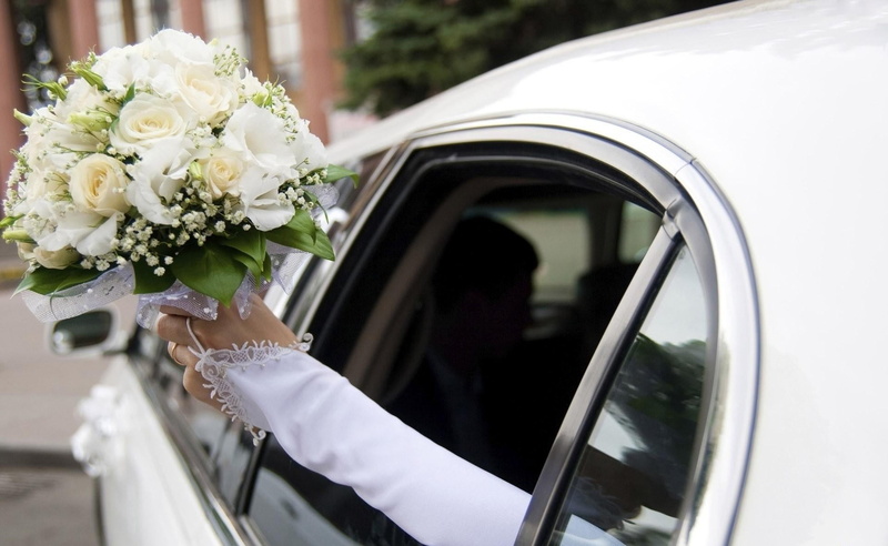 people, outdoors, white, flower, mode of transportation, machine, flowering plant, nature, elegance, celebration, bride, bunch of flowers, wedding dress