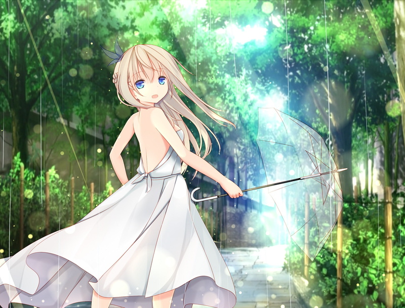 women, nature, young women, adult, tree, standing, leisure activity, young adult, one person, outdoors, anime, umbrella, hair, real people, beauty, anime girls