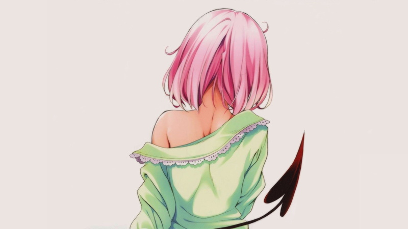 indoors, fashion, pink hair, profile view, dyed hair, one person, adult, rear view, copy space, white background, Anime, studio shot, human hair, wig, To Love-Ru