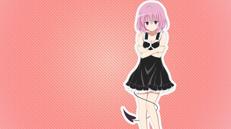 Momo Velia Deviluke, females, hairstyle, adult, tail, front view, clothing, indoors, three quarter length, one person, To Love-ru, pink hair, studio shot