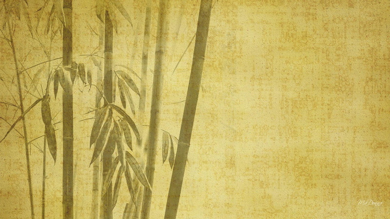 forest, nature and landscapes, gold, abstract, iii, canvas, tree, painting, natural, simple, 1080P, bamboo