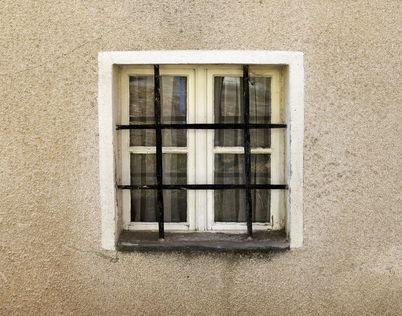 steel structure, grate, geometric shape, wall, old, old building, grid, day, glass - material, building exterior, house, residential district, no people