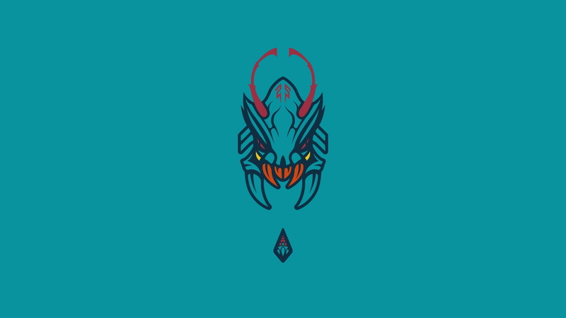 Dota 2, sport, indoors, representation, positive emotion, 1080P, no people, animal, blue background, minimalism, colored background, blue, Weaver, multi colored