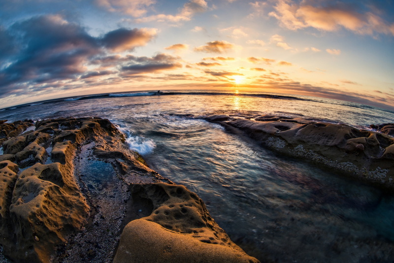 CA, 2K, coast, horizon, California, Pacific Ocean, La JOLLA, stones, The Pacific ocean, sunset, San Diego