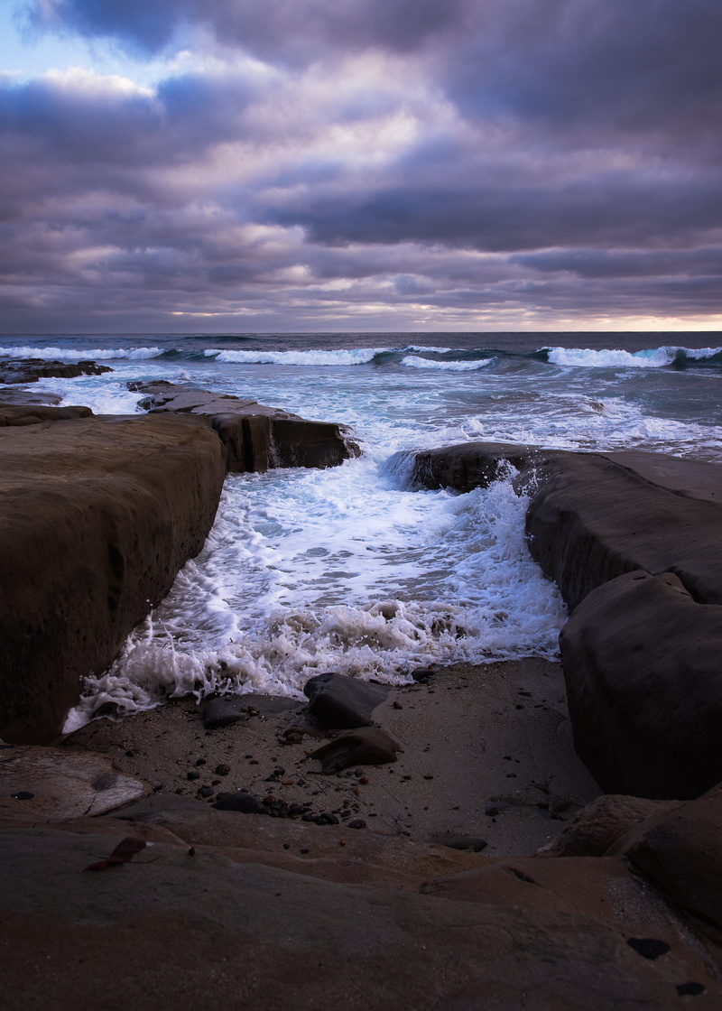 rock, land, power in nature, rock - object, wave, tidepools, scenics - nature, cloud - sky, idyllic, la jolla, 5K, solid, sunset, sea, united states, beach