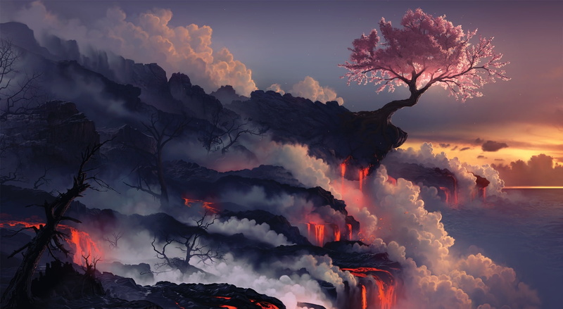 earth, scenics - nature, clouds, sunset, dramatic sky, tranquil scene, beauty in nature, idyllic, power in nature, orange color, tranquility, white, 1080P