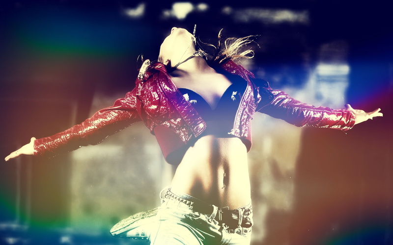 belly, arms outstretched, arts culture and entertainment, focus on foreground, one person, costume, clothing, jeans, arms, nightlife, arms raised, model