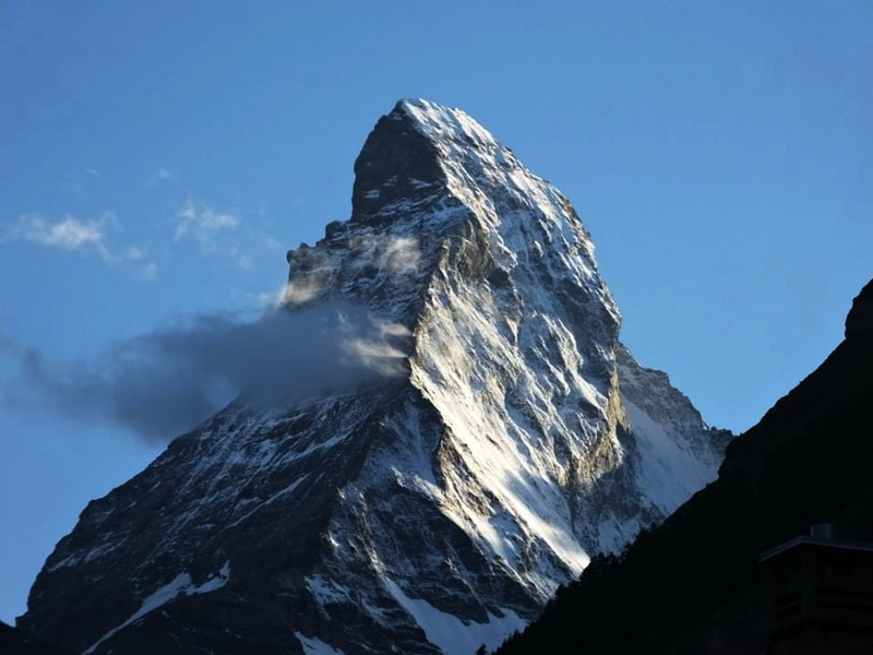 zermatt, rock formation, low angle view, formation, clear sky, alpine, mountain range, tranquil scene, postkartenmotiv, geology, valais, matterhorn, steep