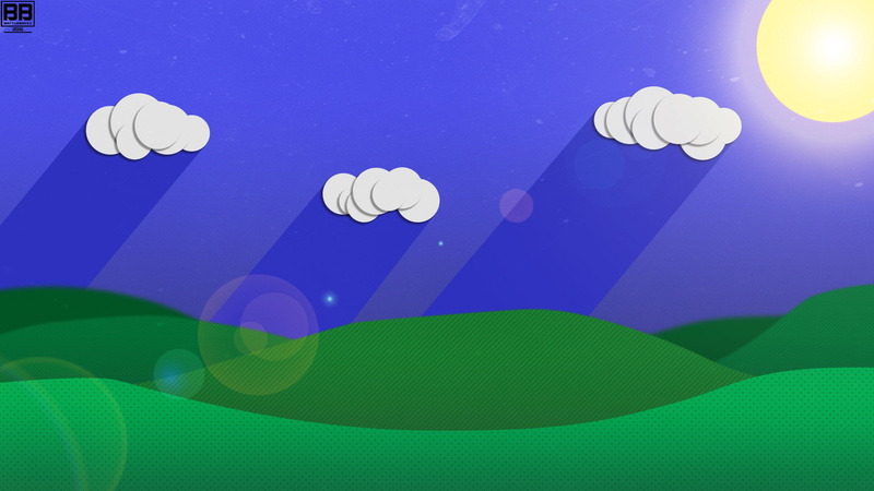 close-up, 1080P, vector, sky, clouds, multi colored, Sun, swirl, lens flare, no people, creativity, blue, blue background, water, shadow, hills, beauty in nature