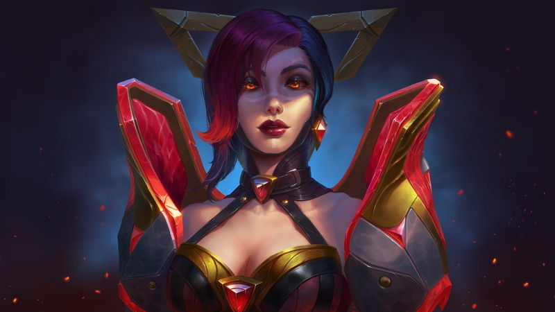 DotA 2, Lina (DotA 2), Orange Eyes, Lipstick, Dota, 1080P, Red Hair, Red Eyes