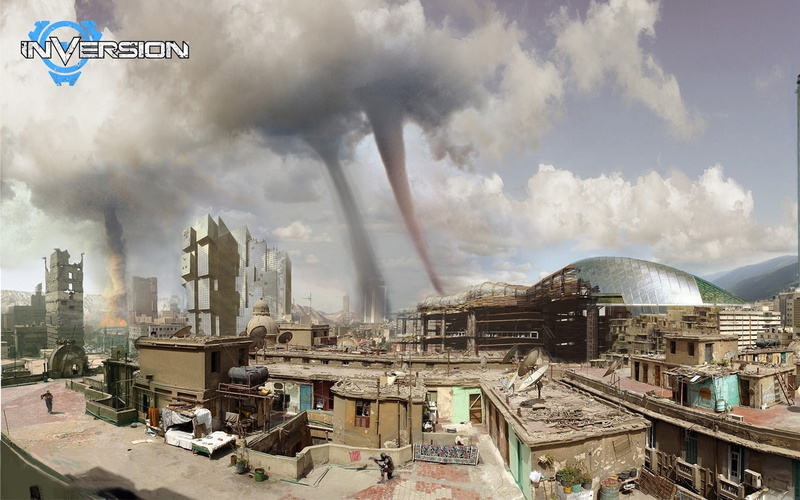 buildings, future, inversion, guns, 1080P, distance, action, blood, game, top, roof, hurricanes