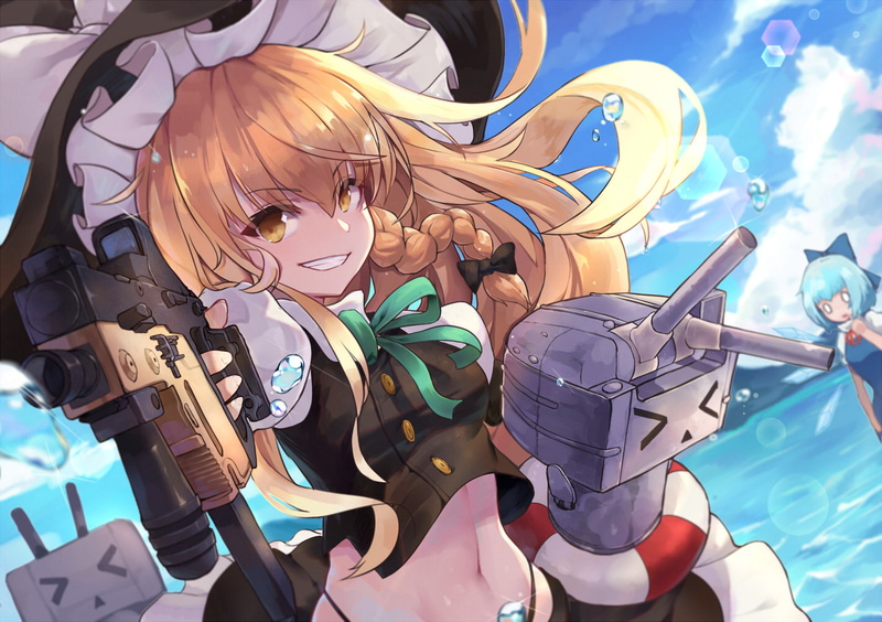 Rensouhou-chan, Marisa Kirisame, Anime, 1080P, Crossover, Kantai Collection, Cirno (Touhou), Touhou