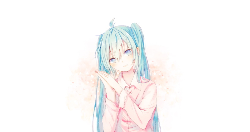 studio shot, digital composite, standing, Vocaloid, copy space, looking at camera, anime girls, women, blond hair, lifestyles, aqua hair, 1080P, childhood