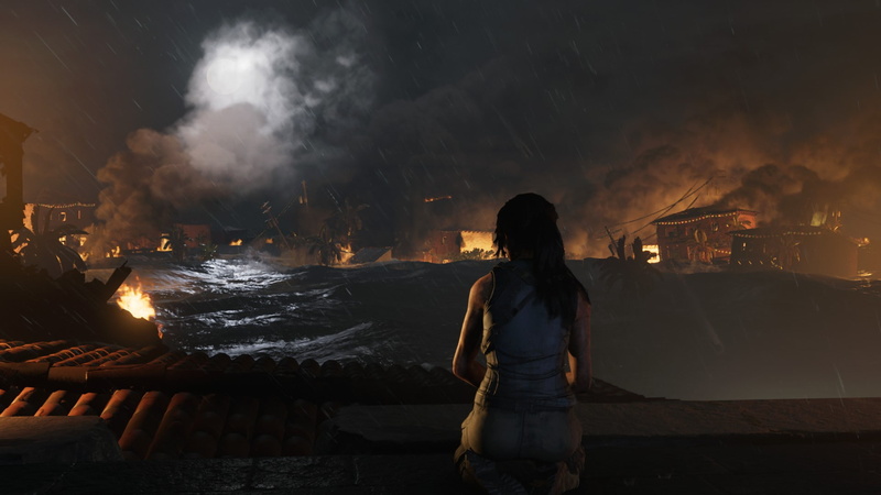 heat - temperature, Lara Croft, PC gaming, screen shot, video games, illuminated, outdoors, one person, leisure activity, three quarter length, architecture