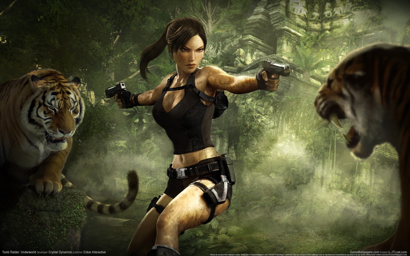 girl, 1080P, widescreen, poster, underworld, guns, tomb, game, raider, tigers