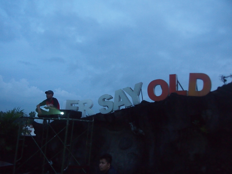 sign, text, siluet cafe, never say to old, 4K, men, nature, work hard, day, indonesia, projection, low angle view, sky, architecture, lifestyles, dusk