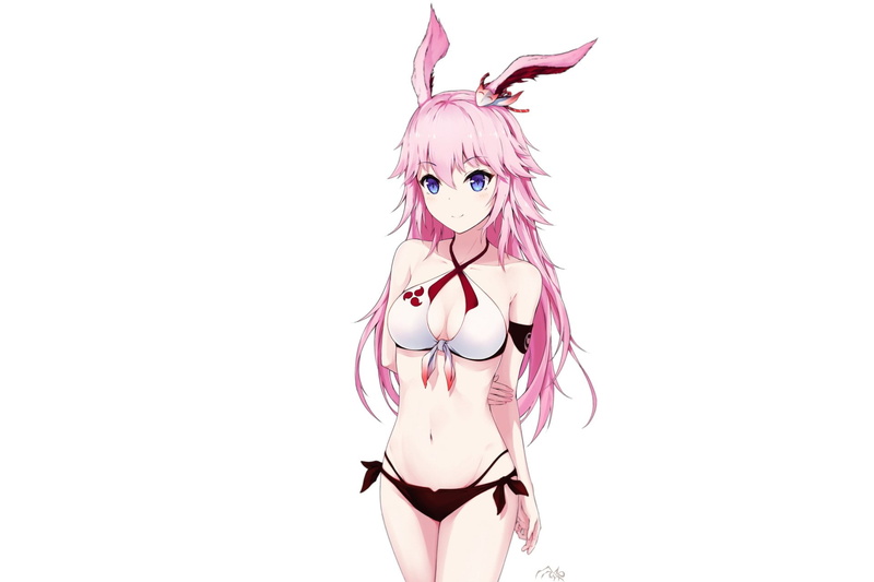 Animal Ears, women, Pink Hair, indoors, front view, Anime, Girl, Bikini, copy space, one person, Swimsuit, hairstyle, Long Hair, Yae Sakura (Benghuai Xueyuan)