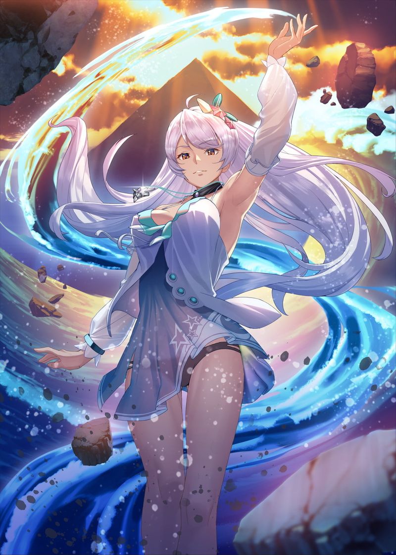 dress, Tometoku, thighs, Kiana Kaslana (Herrscher of the void), anime girls, long hair, Honkai Impact 3rd, 1080P, white hair