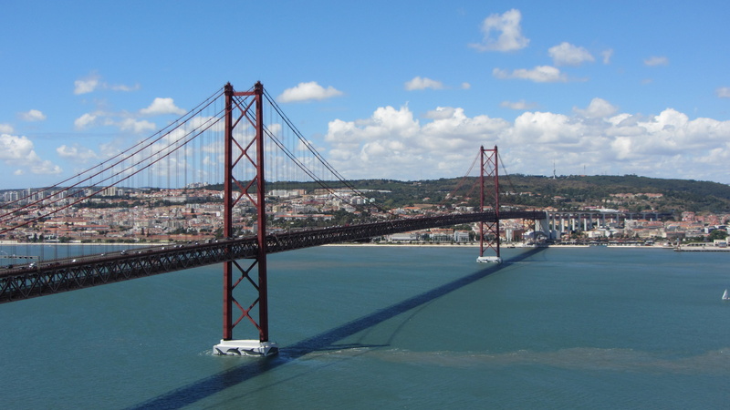 sky, water, tourism, building exterior, suspension bridge, connection, nature, city, architecture, cloud - sky, engineering, bridge, travel destinations