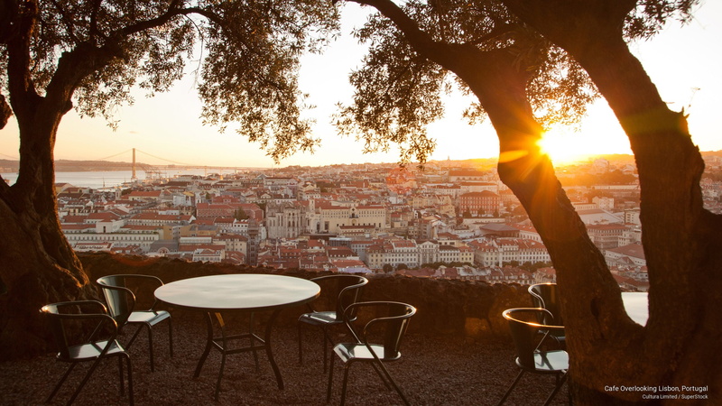 overlooking, portugal, cafe, lisbon, Europe, 2K