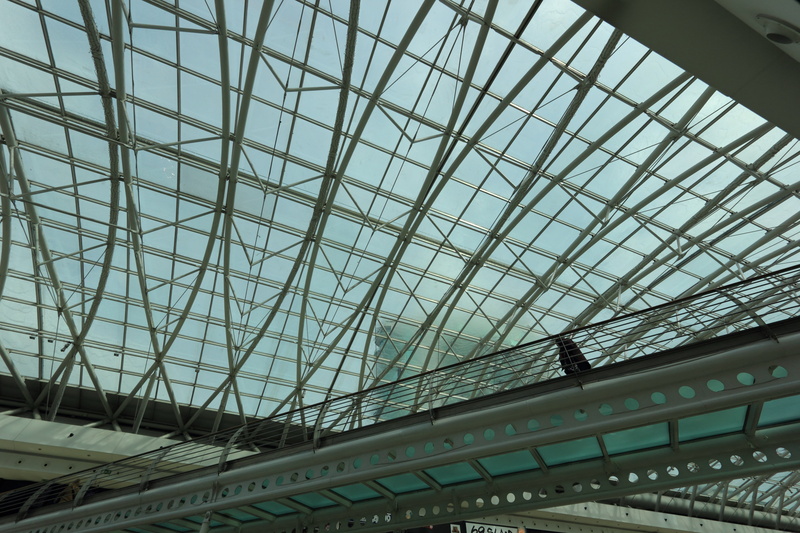 5K, sky, gama, glass - material, expo, day, portugal, roof, mode of transportation, lisbon, skylight, walkway, low angle view, vasco, nature, ceiling